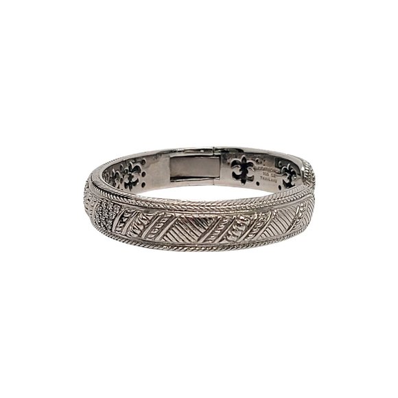 Judith Ripka Sterling Silver CZ Diamonique Hinged Cuff Bracelet #12156 - Picture 2 of 10